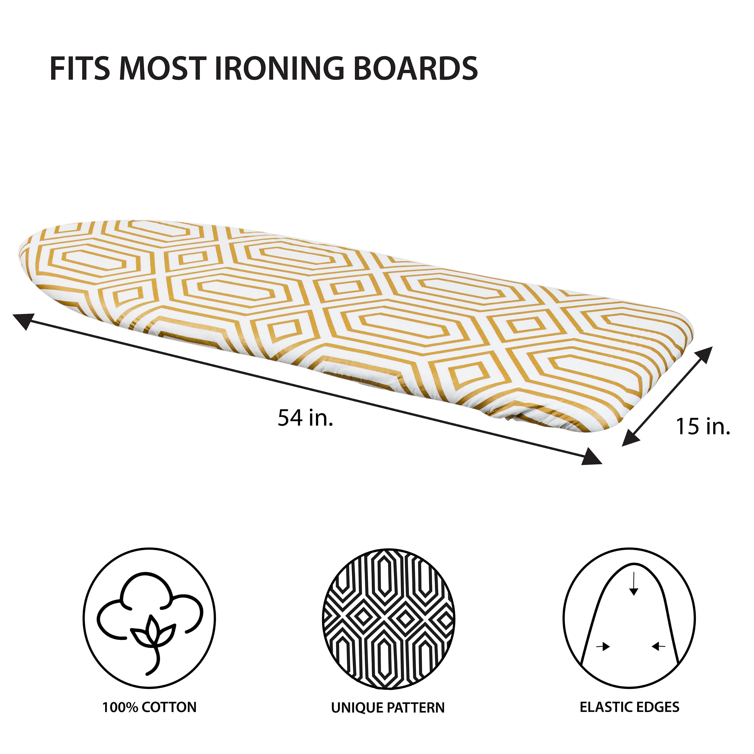 Simplify Scorch Resistant Ironing Board Cover & Pad in Gold
