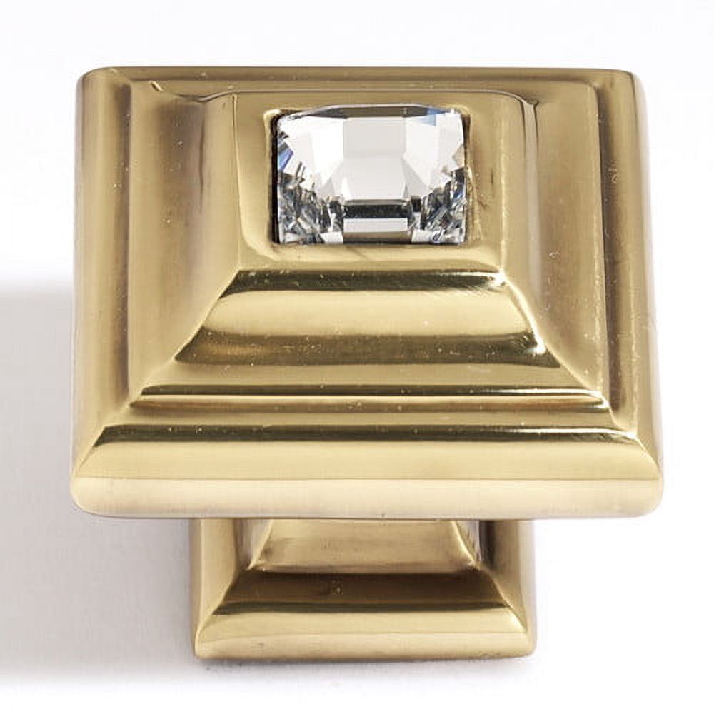 Alno 10mm Crystal Small Square Knob - Clear / Polished Antique