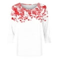 thumbnail image 4 of Plus Size 3/4 Sleeve Tops for Womens Valentines Trendy Tshirts Casual Basic Crewneck T Shirt Outfit, 4 of 5