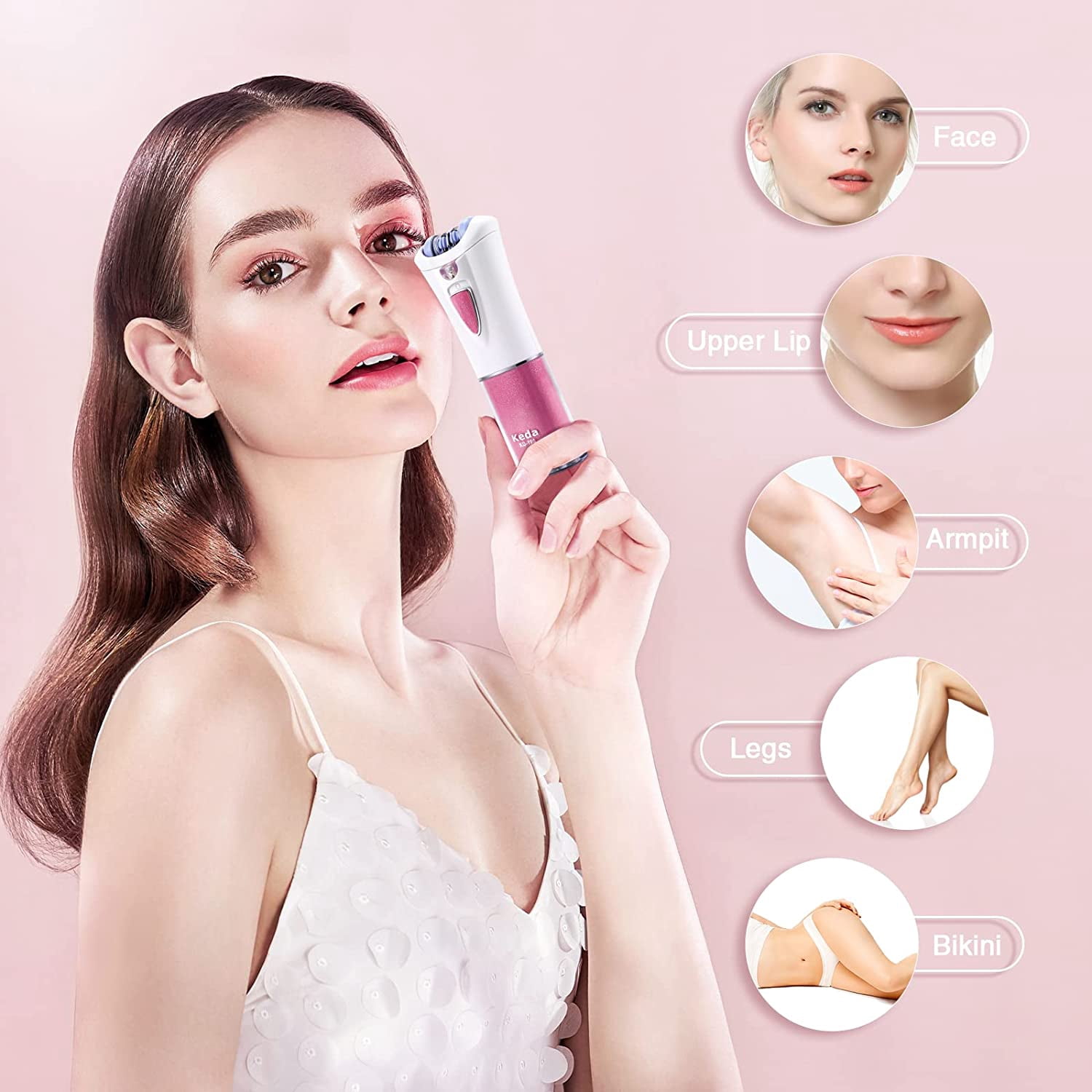 Epilator for Women, Portable Cordless Razor Facial Hair Shaver, Smooth Glide Epilator with LED for Face Legs Bikini, Facial Hair Mini Epilator for Body
