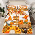 thumbnail image 2 of Manfei Cartoon Gnome Queen Sheet Sets,Autumn Fall Pumpkin Flat Sheet,Rustic Farmhouse Sunflower Queen Fitted Sheet For Children,Breathable Home Decor,4pcs, 2 of 7