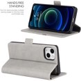 thumbnail image 3 of 2-in-1 Magnetic Detachable Wallet Case for iPhone 13 Mini, Card Slots Holder Genuine Leather Kickstand Shockproof Wrist Lanyard Strap Removable Cover 5G 5.4",Gray, 3 of 7