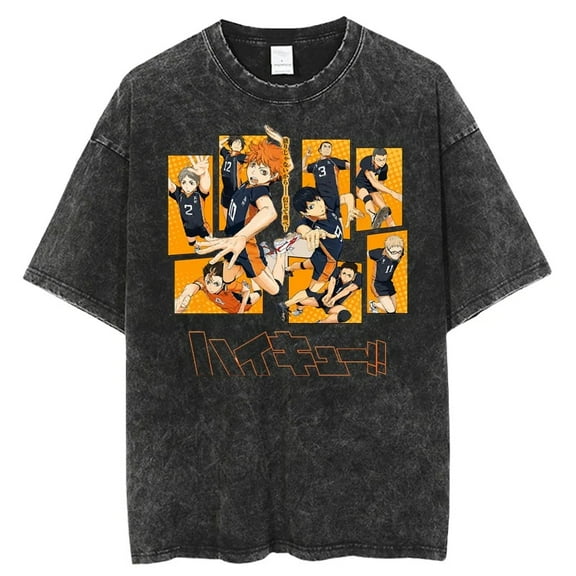 Haikyuu Men's Cotton Summer T-Shirts Vintage Tee Loose Fit Short Sleeve Casual Tshirts for Men Women 2XL