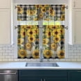 thumbnail image 3 of Kitchen Curtains 36 Inch Short - 3 Panel Set, Boho Sunflower Butterfly Floral Print, Rod Pocket Window Curtain for Rustic Farmhouse, Country Vintage Summer Decor, Easy Wash, 3 of 6