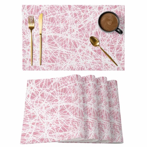 Pink Fibers Cobweb Placemats Set of 6 Abstract Twist Lines Place Mats Table Mats Kitchen Dining Home Outdoor Party Table Decoration