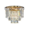 thumbnail image 3 of 6-Lights Mid-Century Modern Antique Gold 3-Tier Round Fringe Crystal Chandelier, 3 of 5