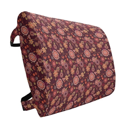 

Floral Lumbar Pillow Vintage Rich Foliage Pattern Ornamental Spring Flowers and Circles Soft Back Cushion for Office Chairs with Adjustable Straps 14 x 13 Orange Maroon and Yellow by Ambesonne