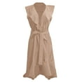 thumbnail image 5 of RYKJLWY Flowy Dresses for Women Women's V Neck Short Sleeve Ruffled Long Lace Up Dress Cocktail Dress Spring Dress Vestidos Elegantes De Mujer Para Fiesta(Khaki,S), 5 of 5