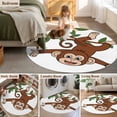 thumbnail image 6 of Brown Cute Monkey Large Area Rugs for Bedroom Living Room, Soft Non Slip Carpet Bedside Rug, Playing Funny Animal on Branch Round Floor Cover Kitchen Accent Rug 7' for Dining Room/Office, 6 of 9