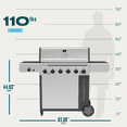 thumbnail image 5 of Charbroil Performance Series™ FlavorMax™ 6 Burner Gas Grill Cabinet with Sear Burner and Side Burner Gray Stainless, 5 of 9