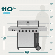 Charbroil Performance Series™ FlavorMax™ 6 Burner Gas Grill Cabinet with Sear Burner and Side Burner Gray Stainless