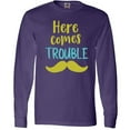 thumbnail image 3 of Inktastic Here Comes Trouble, Mustache - Blue Green Long Sleeve T-Shirt, 3 of 5