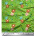 thumbnail image 1 of Soimoi Green polyester Crepe Fabric Snowflake,Leaves & Flower Floral Printed Fabric 1 Yard 42 Inch Wide, 1 of 3