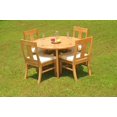 thumbnail image 3 of Grade-A Teak Dining Set: 4 Seater 5 Pc: 48" Round Butterfly Table And 4 Osborne Armless Chairs Outdoor Patio WholesaleTeak #WMDSWVm, 3 of 5