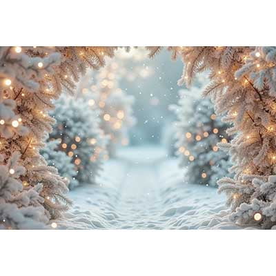 Snow Christmas White Lights Bokeh Backdrop for Photography Luxury Tree Photo Studio Background Winter Photoz Supplies