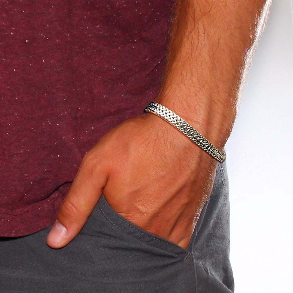 Chic Silver Tone Finger Ring Chain Bracelet | Mens chain bracelet, Mens  jewelry bracelet, Chains for men