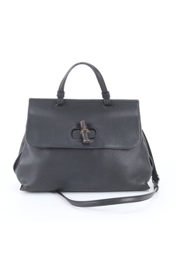 Pre-Owned Gucci Bamboo Daily 392013 Leather 2-Way Shoulder Bag/Tote Bag, Black, Women's