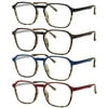 Reading Glasses Blue Light Blocking Eyewear Anti Glare Readers Anti Eye Strain Hexagon Style Women 4 Pack +1.25