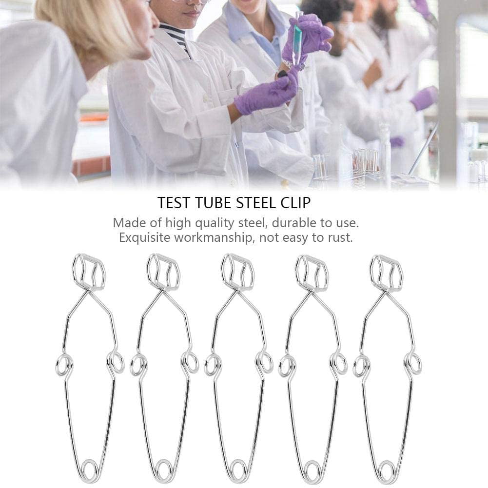 5.7inch 5pcs Spring Steel Test Tube Clip Clamp Labs with Finger Grips Stoddard Laboratory Experiment Testing Holder Tool,14.5cm 