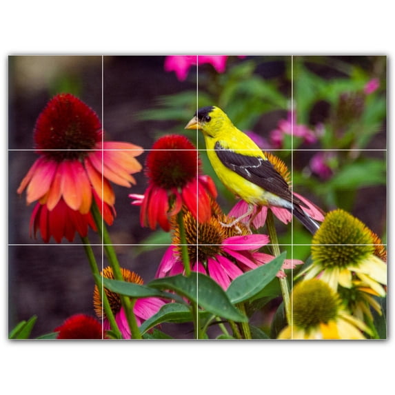 Picture-Tiles.com: Bird Ceramic Tile Wall Mural WAL500159-43M. 24"W x 18"H using (12) 6" x 6" Ceramic Tiles-Satin Finish