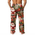 thumbnail image 4 of WTOBBY Mens Christmas Flannel Sleep Pants with Festive Print Pockets, Soft Fleece-Lined Lounge Pants for Holiday, Cozy Winter PJ Bottoms for Men,Red L, 4 of 6