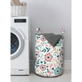 thumbnail image 3 of Floral Laundry Bag, Soft Pastel Colored Hand Drawn Abstract 5 Petal Flowers and Wild Herbs Design, Hamper Basket with Handles Drawstring Closure for Laundromats, 13" x 19", Multicolor, by Ambesonne, 3 of 4