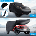 thumbnail image 5 of Car Cover Fit for Jeep Wrangler JK JL 4 Door 2007-2023, Car Cover Waterproof All Weather Windproof Full Cover Rain Snow Sunshade Outdoor Protection, Black+Orange, 5 of 8