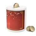thumbnail image 3 of Valentine's Day Piggy Bank, Flowering Branch of a Cherry Tree in Spring with Traditional, Ceramic Coin Bank Money Box for Cash Saving, 3.6" X 3.2", Marigold Coral Red, by Ambesonne, 3 of 4