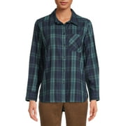 Time and Tru Women's Plaid Button Front Shirt