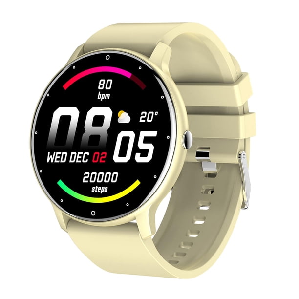 Reloj inteligente con pantalla táctil de 1,28 pulgadas, calorías, rastreador de salud, esfera de 45,5 mm, podómetro, modos deportivos múltiples, reloj de fitness, contador de pasos. Amarillo