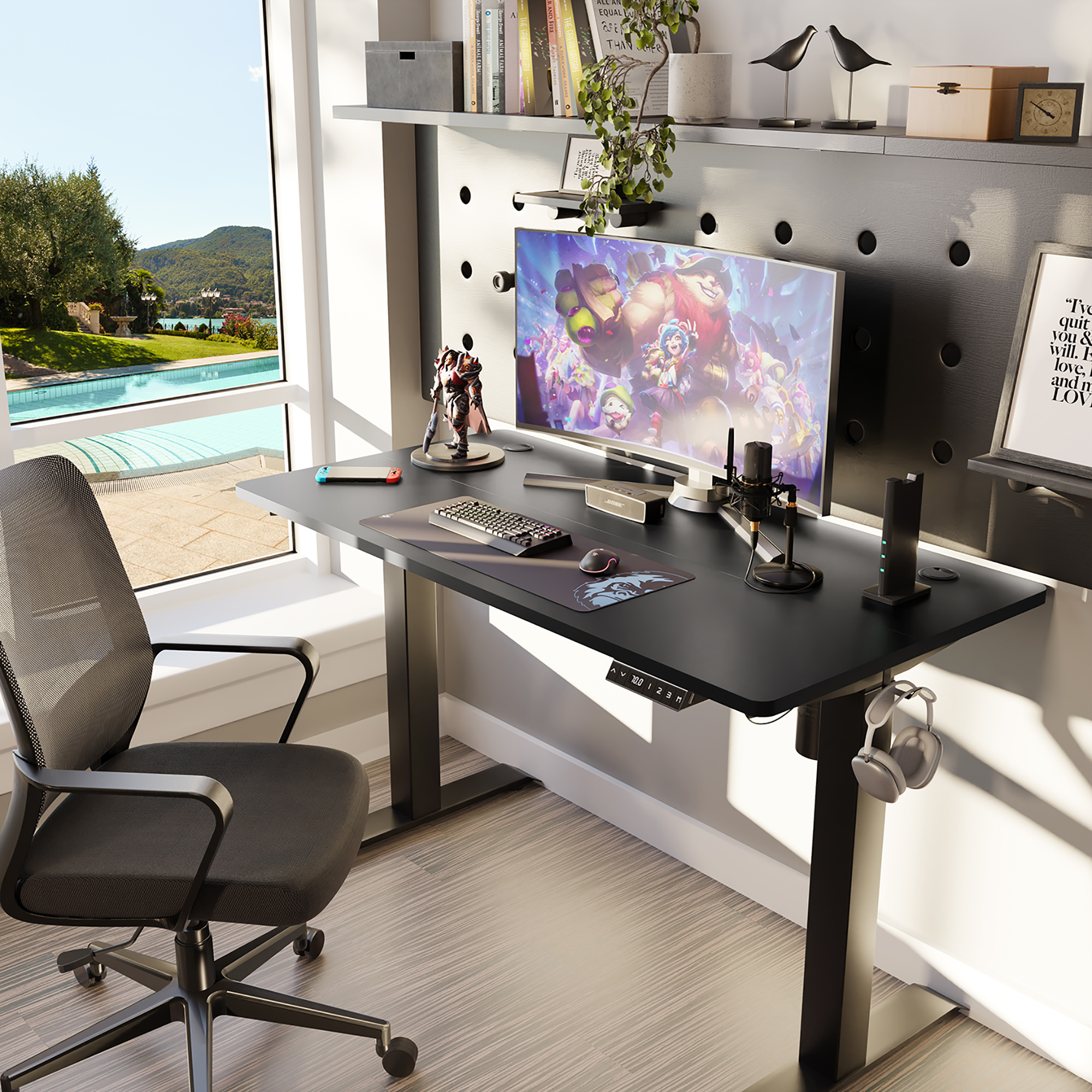 Sobaniilo 63'' x 24'' Electric Height Adjustable Standing Desk, Sit Stand Home Office Stand Up