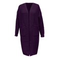 thumbnail image 4 of Wang6 Womens Long Cardigans Sweaters Plus Size Fall Winter Maxi Knit Sweater Long Sleeve Open Front Knitted Coat V Neck Loose Fit Outwear with Pocket Purple M, 4 of 4