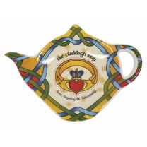 Porte-Sachet De Thé Shamrock Irlandais - Support Théière Porcelaine Avec Trèfle Et Nœud Celtique Vert/Jaune