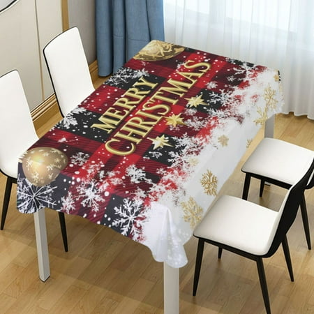 

ALAZA Snowflake Checkered Christmas Rectangle Tablecloth Tablecover Dinning Table Cloth 54 x72