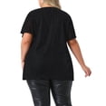 thumbnail image 3 of Blusas de mujer de tallas grandes Agnes Orinda, camiseta de manga corta con escote en V metálico, tops de fiesta 1X negro, 3 of 6