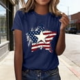 thumbnail image 2 of Women Short Sleeve Crew Neck T Shirts USA 250th Anniversary Stars and Stripes Print Summer Casual Lightweight Navy XXL, 2 of 4