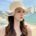 thumbnail image 4 of SikaFu Spring And Summer Straw Hat Woven Big Hat Shading Hat Female Fashion, Simple Wave Lace Beach Sun Hat, 4 of 7