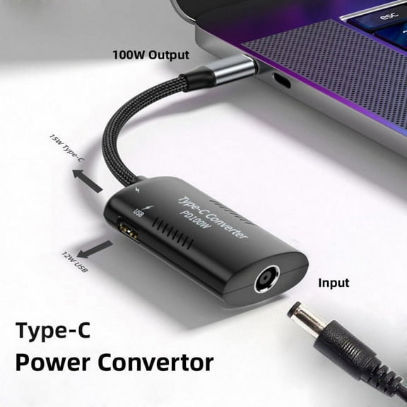 JSER DC Power 5.5x2.5mm 5.5x2.1mm Input to 100W Dual Type C USB-C and Type-A Output PD Emulator Trigger Charge Cable
