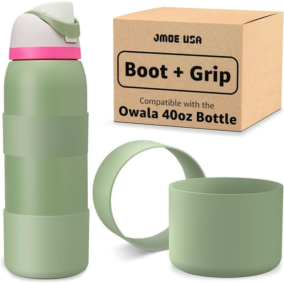 Jmoe USA Silicone Boot Sleeve   Hand Grip for Owala 40oz Water Bottle | BPA Free & Food-Grade Silicone Rubber | Protective Anti-Slip Bottom Bumper Cover | Protects Against Scratches (Camo Cool)