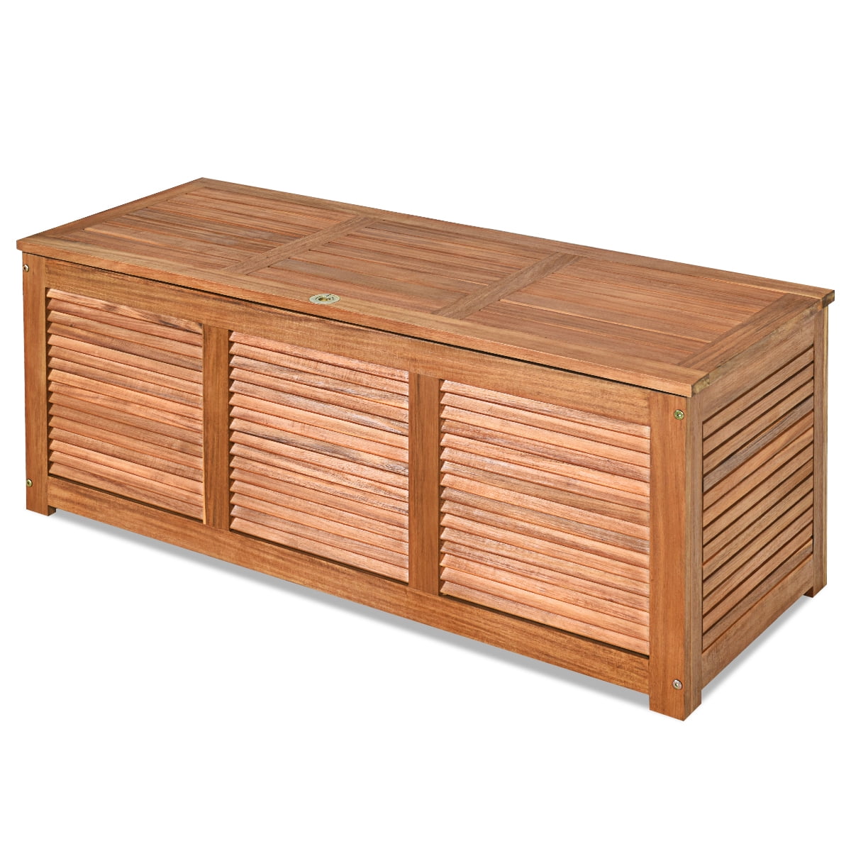 Costway, Deck Storage Bench, 46 Gallon, Acacia Wood, Beige