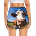 thumbnail image 3 of Picia Blue Sky Meadow Cute Cow Pattern Women's 2 in 1 Athletic Running Shorts High Waisted Workout Casual Gym Sweat Shorts with Comfy Liner Zipper Pockets-Large, 3 of 9