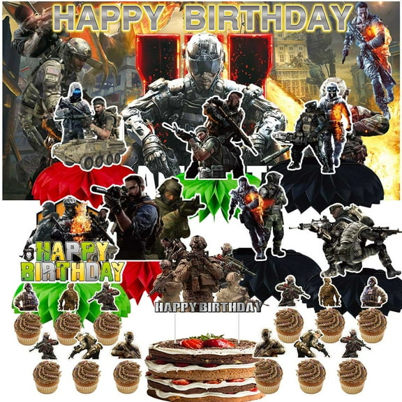 Call Of Duty Party Decorations Decor Supplies Honeycomb Centerpieces Table Toppers Cake Toppers for Birthday Photo Props