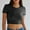 #250410A1 Black, variant on Aloohaidyvio Shorts for Women No Boundaries Shorts Sleeve Crop Tops Summer Round Neck Slim Fitted Basic T Shirts