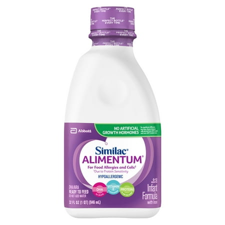 Similac Alimentum Hypoallergenic Baby Formula For Food Allergies and Colic, Ready-to-Feed, 1-Quart (Best Formula For Gassy Constipated Babies)
