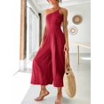 thumbnail image 2 of Goodwill Women's Summer Straps One Shoulder Pleated High Waist Casual Wide Leg Jumpsuit Romper with Pockets, 2 of 4