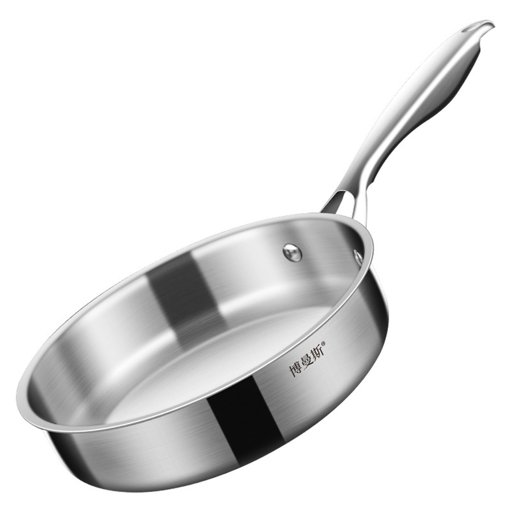 SIEYIO Metal Fry Pan Steak Pots NonStick Stainless Steel Material Wok