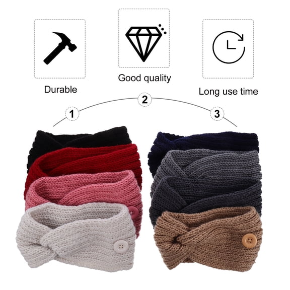 UPKOCH Headband for Mask Knitted Woolen Headband Assorted Color 8Pcs