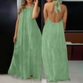 thumbnail image 2 of Taqqpue Women Summer Casual Sleeveless Maxi Dress 2026 Crewneck Loose Beach Travel Vacation Long Sundress Solid Color Plus Size Halter Dress for Women, 2 of 8