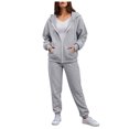 thumbnail image 5 of YDFCWXW Tracksuit set for Women Athletic 2 Piece Casual Zip up Full Hoodie Jogging Outfits 2025 Fall Light Gray, XL, 5 of 5