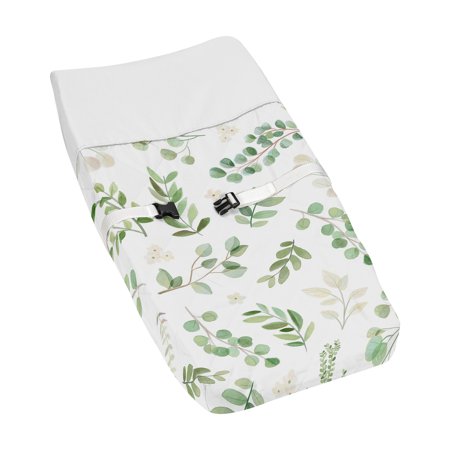 UPC: 0846480075905 | Green White Botanical Floral Leaf Changing Pad Cover by Sweet Jojo Designs